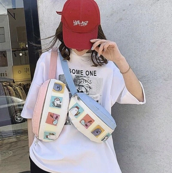 women Waist Belt Bags Cartoon Pattern Fanny Pack Leisure Trendy Cute Girls  Hip