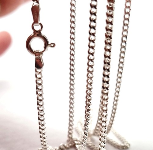 Sterling Silver Curb Chain Necklace Stamped 925 Unisex New - 16inch - 2mm - Picture 11 of 12