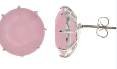 LES NEREIDES PARIS ROSA RUNDE OHRSTECKER AJLD140T/2 VERSILBERTES GLAS 65£