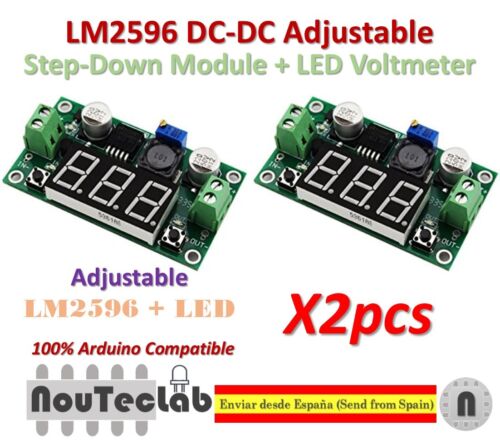2PCS LM2596 DC-DC ajustable reductor módulo de potencia + voltímetro LED DC / DC - Imagen 1 de 7