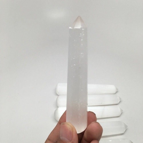 1pc Handmade White Selenite Crystal Obelisks Massage Healing @India, SW90 - Picture 3 of 7