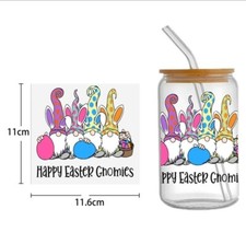 1 Piece Easter UV DTF Cup Wrap, Transfer Stickers for Glass