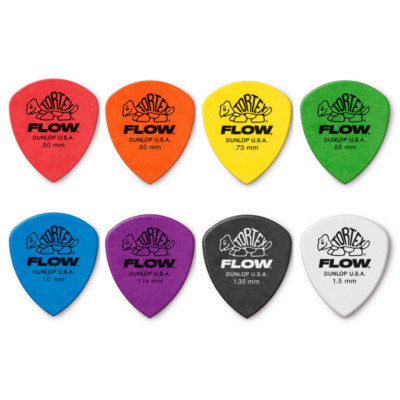 Dunlop Tortex Flow Plektren/Plektren, 558P Player 12er Pack, 0,50 mm bis 1,5 mm