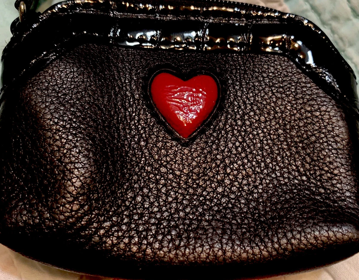 Black leather heart coin purse