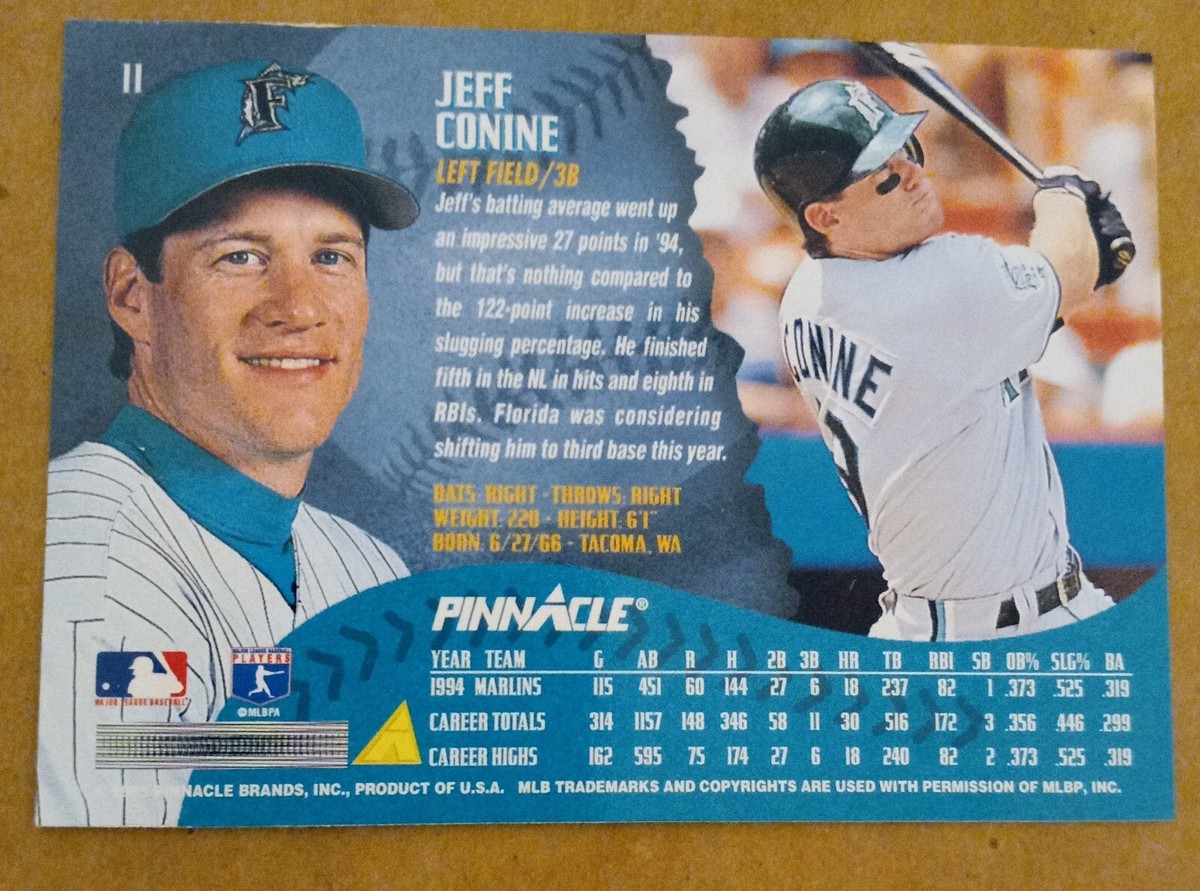 1995 Pinnacle Baseball JEFF CONINE Baseball Card #11. FLORIDA
