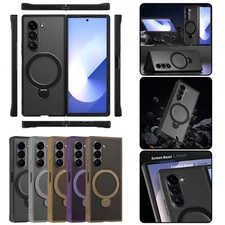 For Samsung Galaxy Z Fold 6 5 4 Mag Safe Ring Kickstand Shockproof Phone Case 