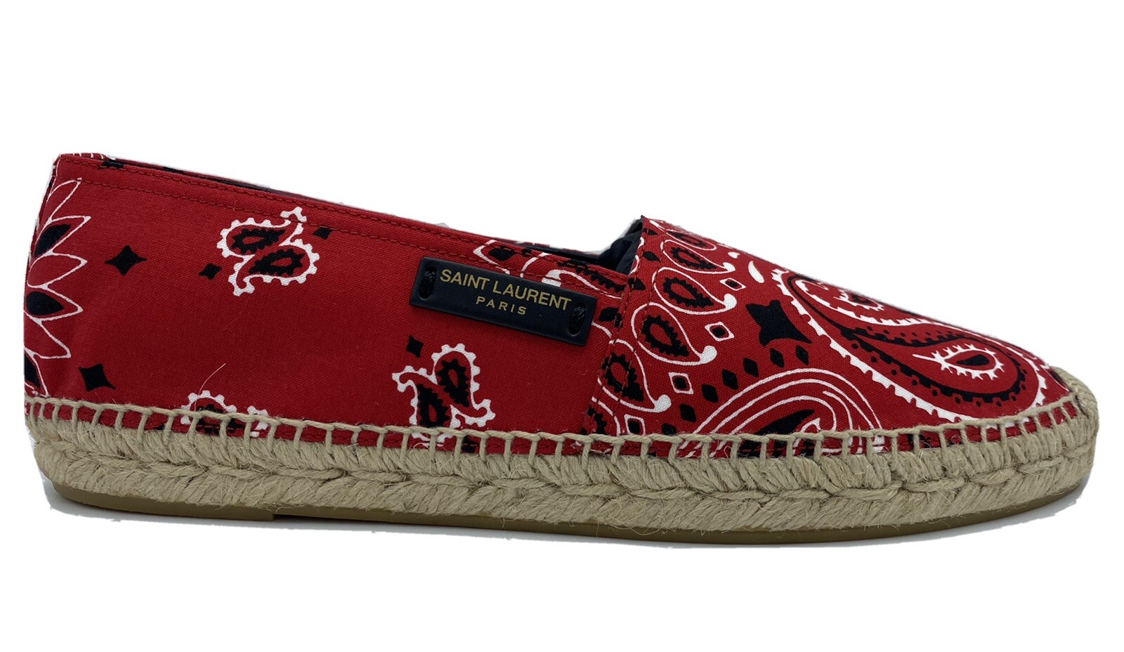 Espadrillas Saint Laurent in tela rossa da 500 dollari taglia US 8 made in Spain