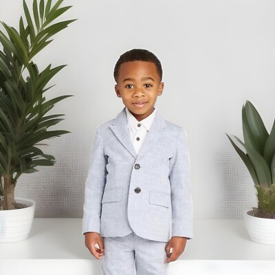 Boys Blazer Suit Jacket Top Piece Gray Size 3T Formal Wear Kids Children Toddler