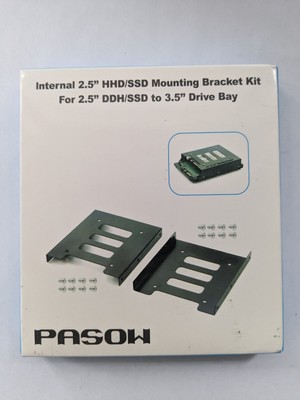 New Pasow Internal 2.5'' HHD/SSD Mounting Bracket Kit For 2.5'' To 3.5'' Drive Bay