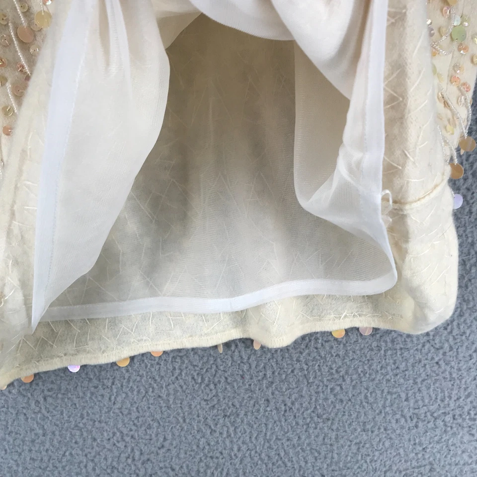 Blusa de fiesta vintage Adrienne Vittadini adornada con lentejuelas talla M lana de cordero Foto 4 de 4