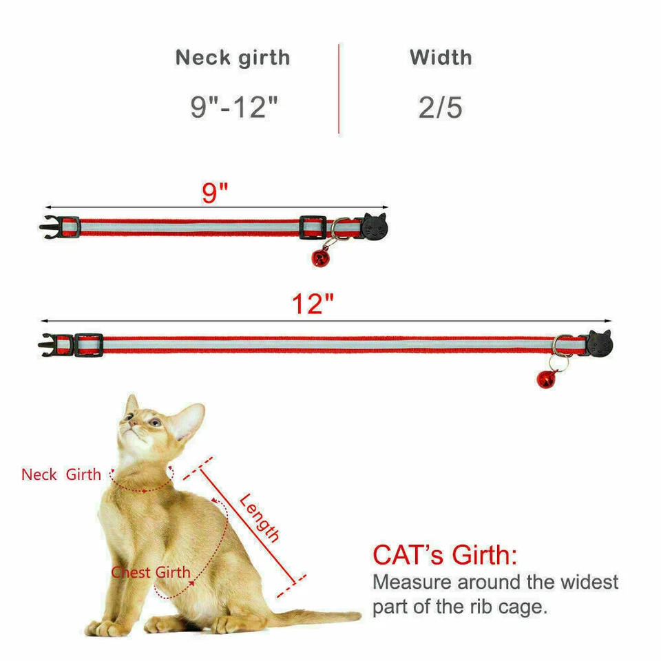 Reflective Nylon Cat Collar With Bell For kitten Small Dog Puppy Pet Adjustable - Image 2 of 4