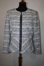 TAHARI Arthur S Levine Sz 12 Textured Metallic Boucle Zip Jacket Lined