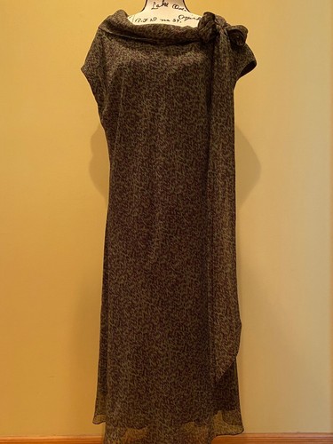 Dana Buchman~ Olive~Maxi~A-line~Dress~Bow detail~ Silk~Size 16~NWOT - Picture 4 of 6