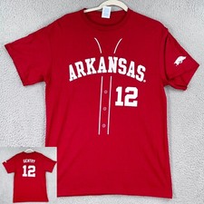 Arkansas Razorbacks Shirt Mens Medium Craig Gentry #12 Baseball Double Sided
