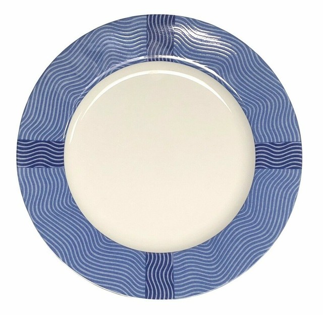 Crate & Barrel RAFIA Dinner Plate Blue Fine China 10 7/8 eBay