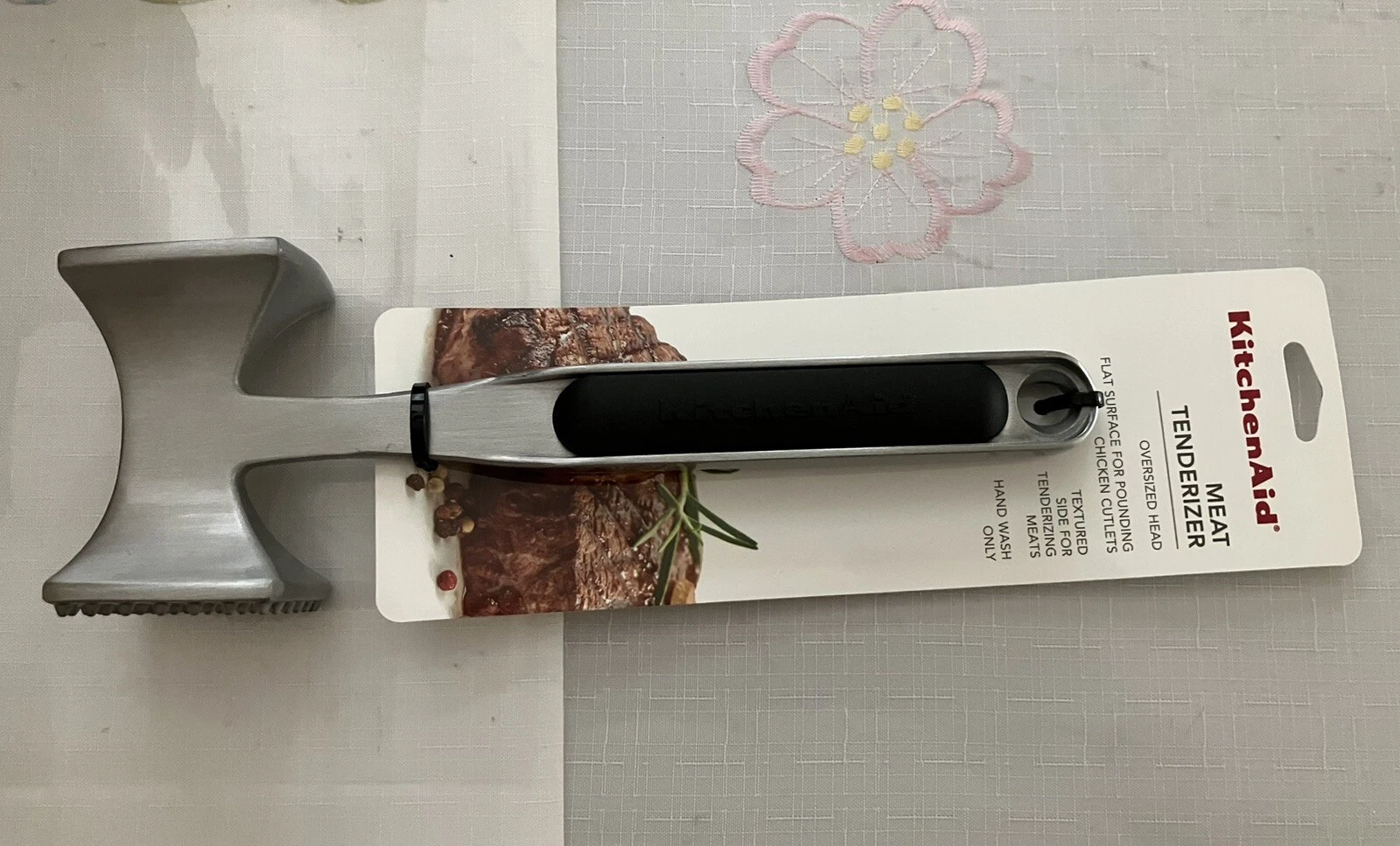 KitchenAid Meat Tenderizer Oversized Head Flat & Textured Black Handle 9.5” New
