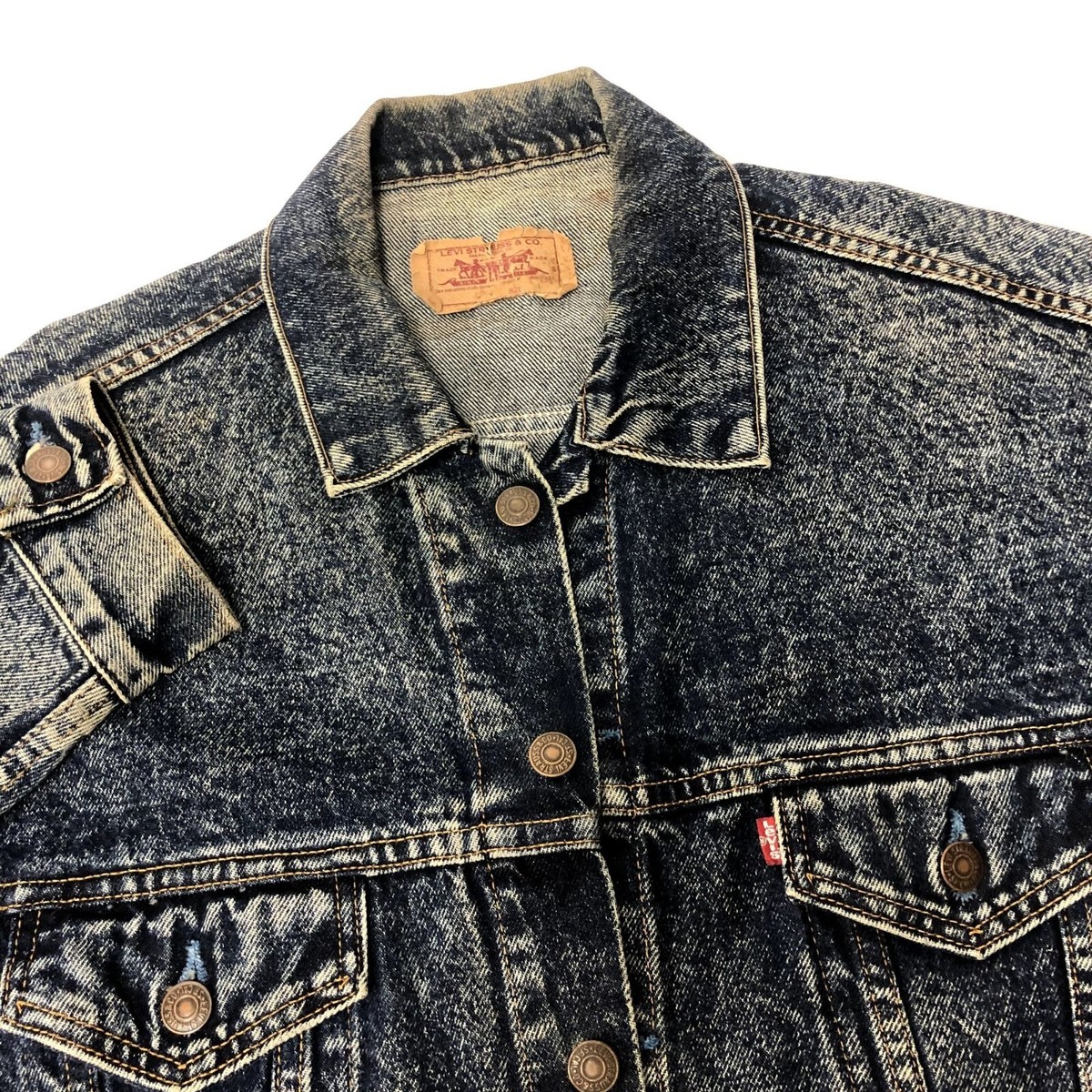 Vtg 80s Levis 70507 0227 USA 4 Pocket ACID Wash DENIM Trucker Blue