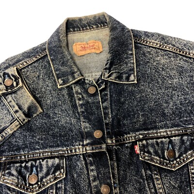 Vtg 80s Levis 70507 0227 USA 4 Pocket ACID Wash DENIM Trucker Blue