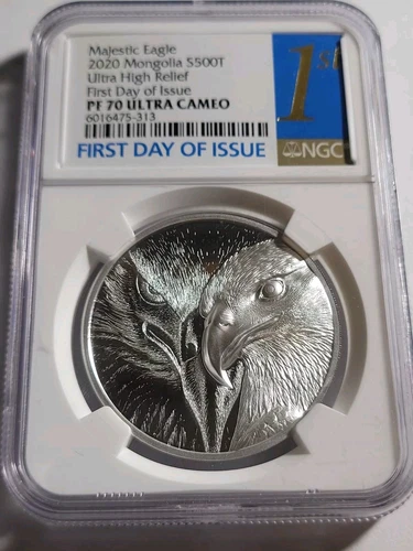 2020 Mongolia 500 Togrog Majestic Eagle 1oz Silver Proof Coin NGC PF70 FIRST DAY