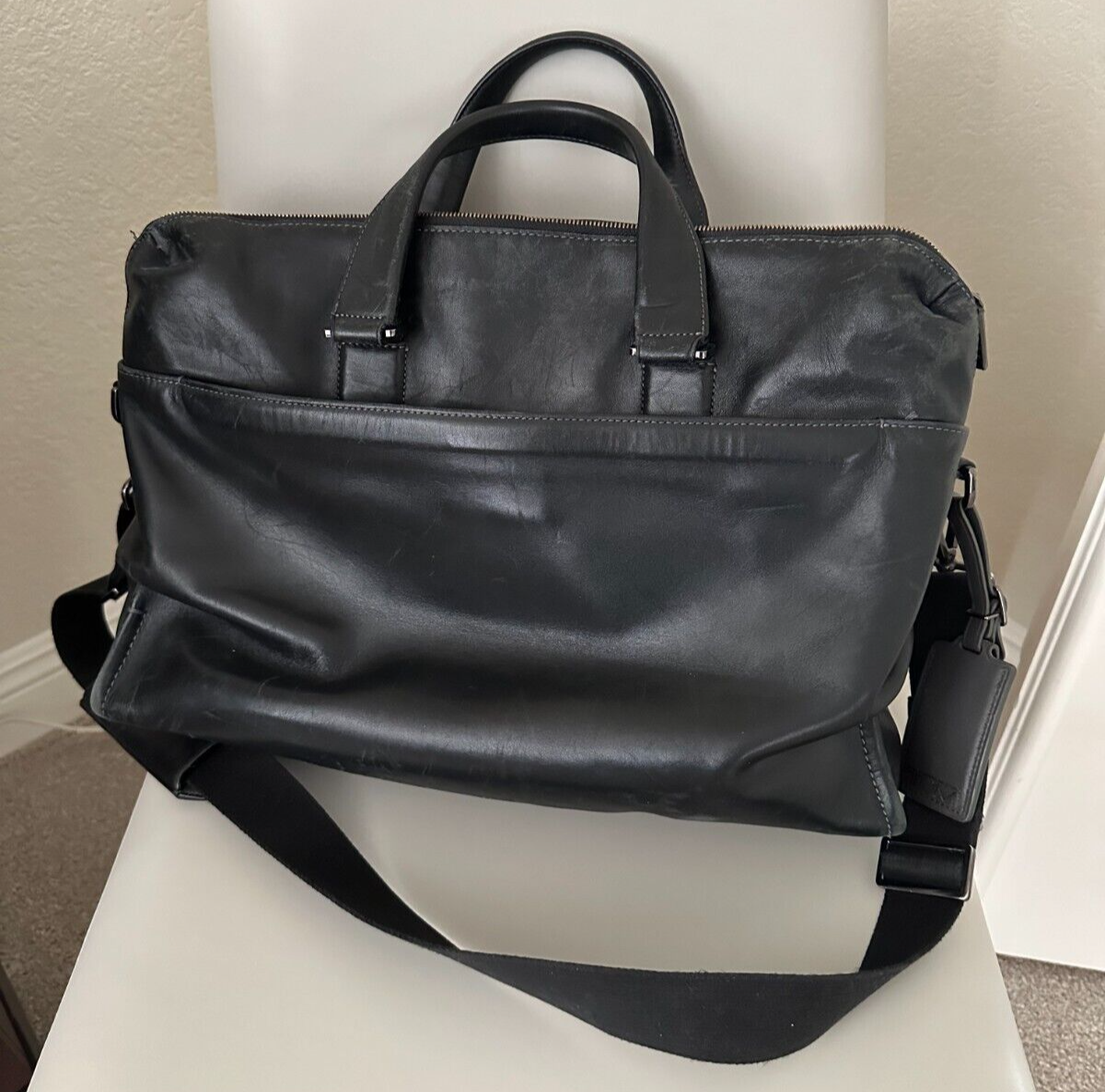 Tumi Harrison Madden Briefcase Black Leather Laptop Bag 63001D | eBay