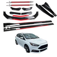 Front Bumper Lip Splitter Spoiler Side Skirt Bod Kit For Ford Focus Glossy Black
