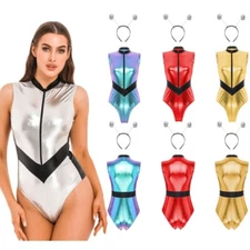 Women's Alien Bodysuit with Hair Hoop Costume Space Astronaut Catsuit Outfits