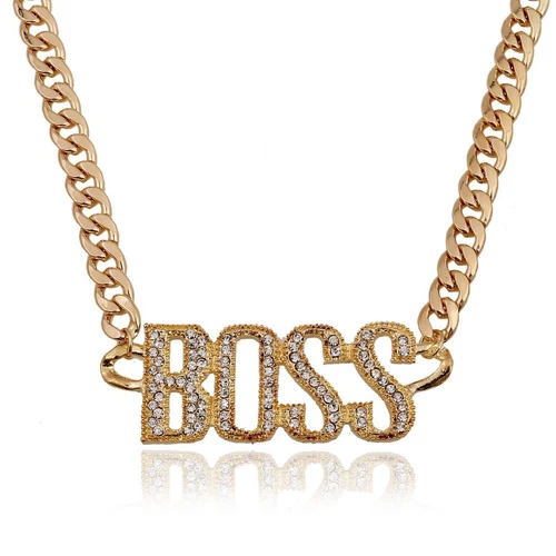 VETEMENTS Collana catena oro BOSS punk grande gangster lucido rapper abito fantasia