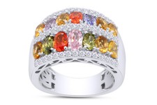 Engagement Band Ring Simulated Gemstone  Cubic Zirconia 14K White Gold Plated
