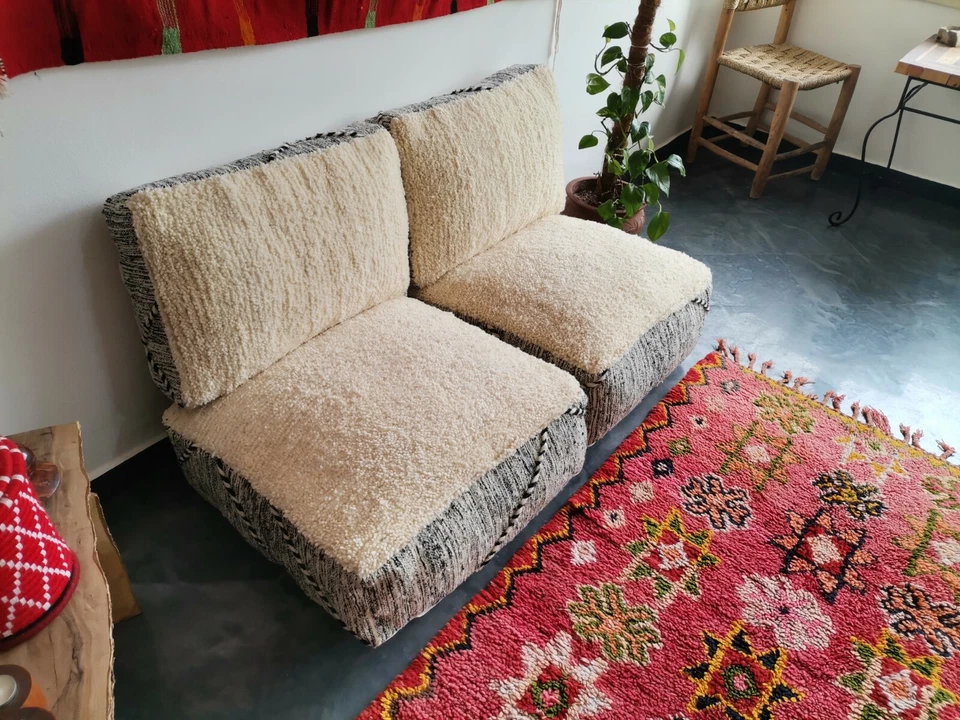 Moroccan Floor Cushion Set - 2 Seats Cushions + 2 Back Cushions + 4 Zipped bags - Image 4 of 4