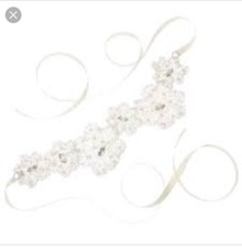 Colette Malouf Bridal Crochet Pearl Poppy Belt Silver $758 BHLDN