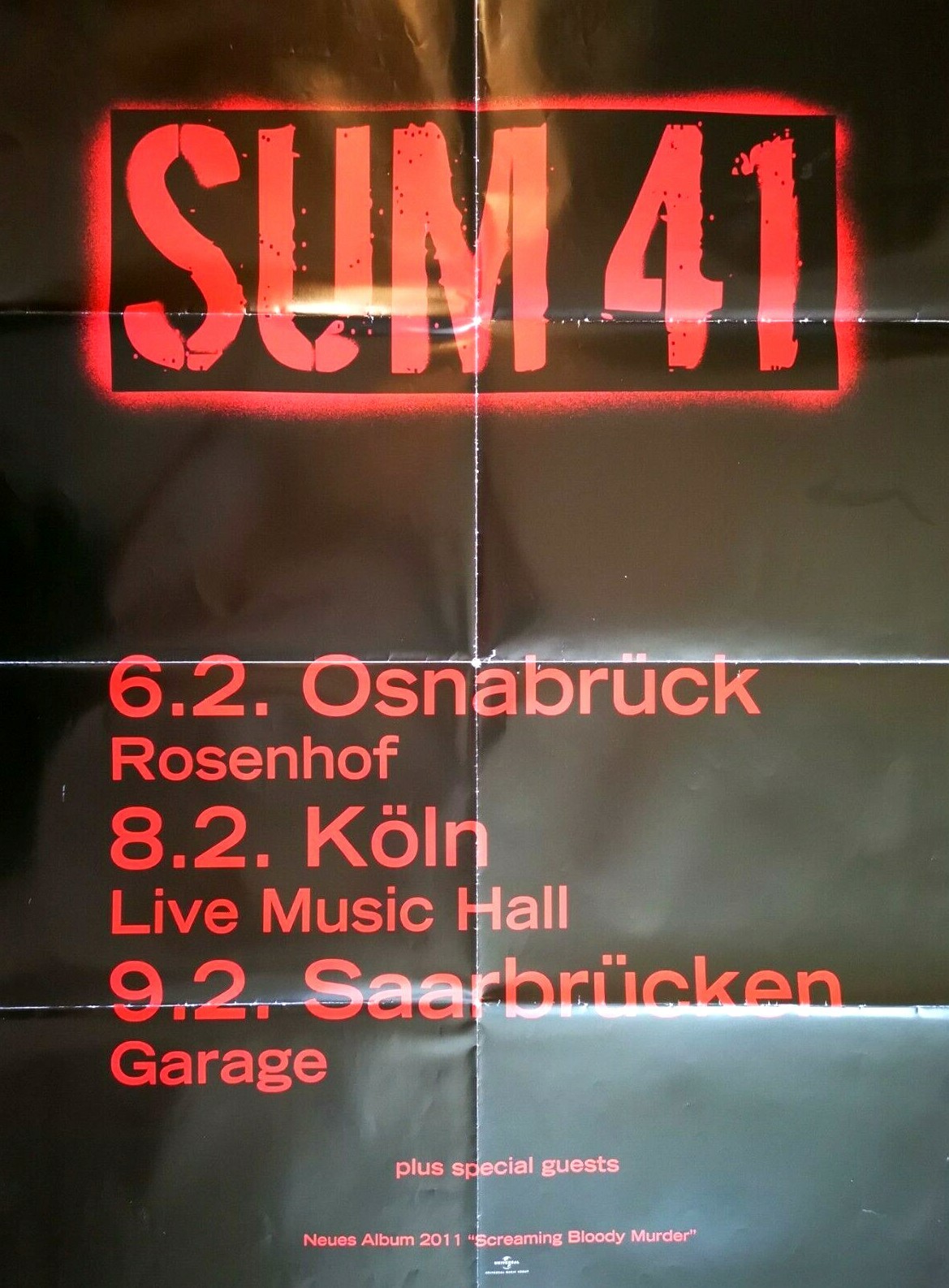 SUM 41 TOUR 2011 - orig. Concert Poster - Konzert Plakat - DIN A1 - F/U