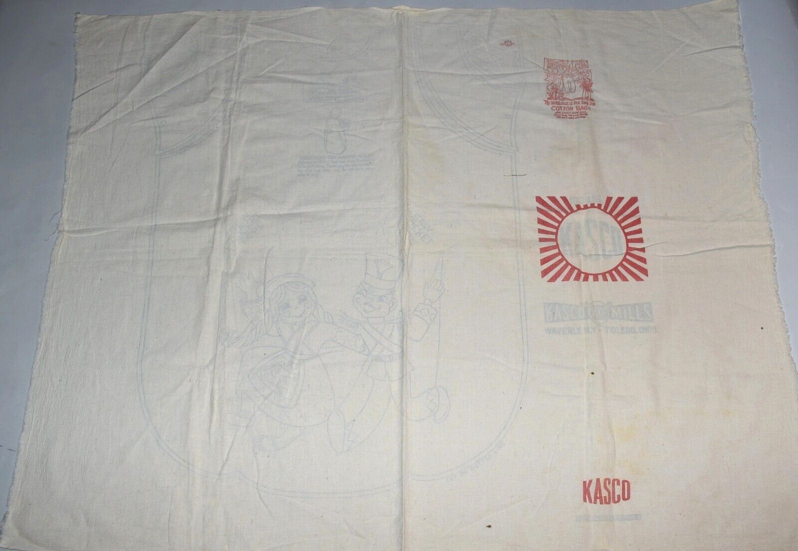 Vintage Feed Sack Bag Cotton Kasco Mills Waverly NY Toledo OH Pattern