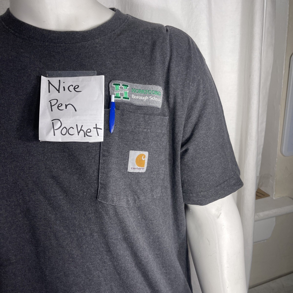 Carhartt 278-33 Men's Large RG Pocket Tee Loose Fit Grey T Shirt