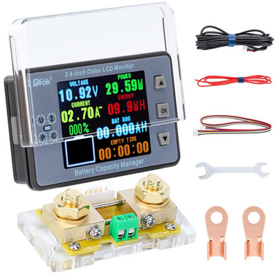 Digital Multimeter, DC 8-100V 100A Battery Monitor 12V 24V 36V 48V 60V Volt Amp