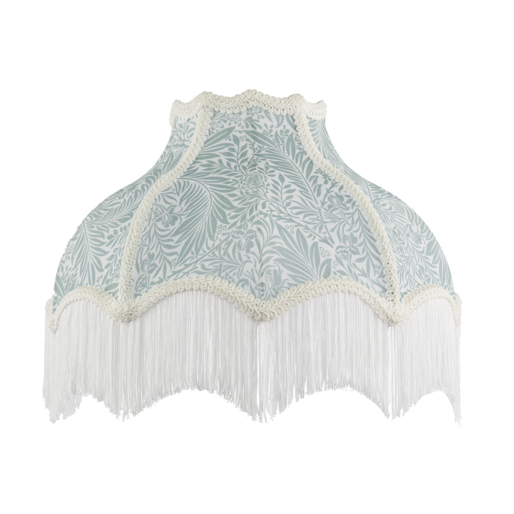 Classic Victorian Lamp Shade in Light Emerald Green Velvet with Trims by Happ...