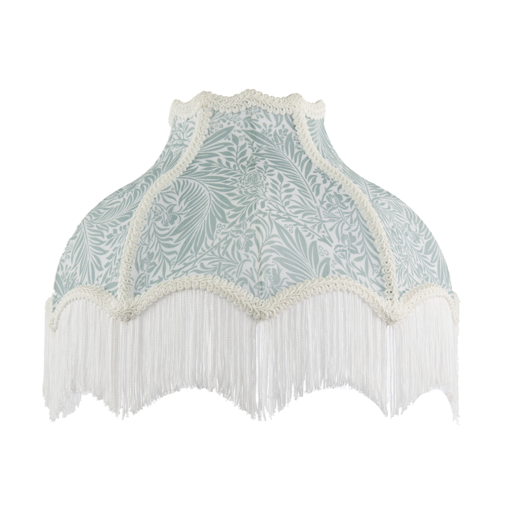 Classic Victorian Lamp Shade in Light Emerald Green Velvet with Trims by Happ...