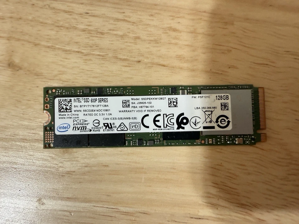 Intel 600P 128GB NVMe M.2 SSD SSDPEKKW128G7 - Image 2 of 2