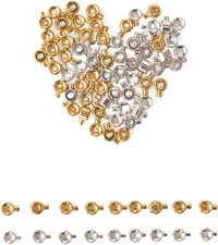 Crimp Beads for Jewelry Making 80 Pcs Brass Gold Silver Round Spacer Beads for
