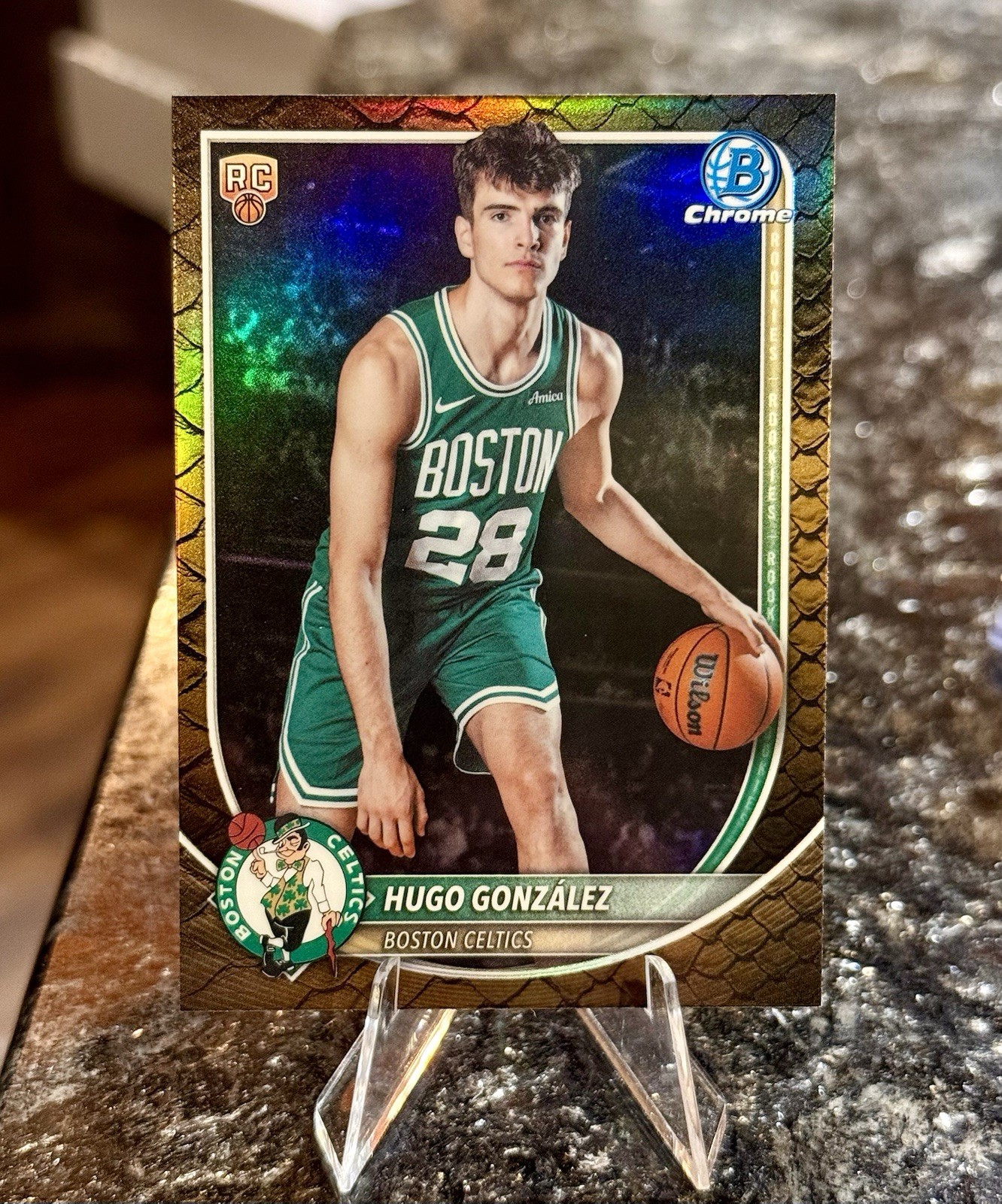 2025-26 Bowman Basketball CHROME #BCV-28 HUGO GONZALEZ RC REPTILIAN Refractor
