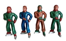 VINTAGE BARCLAY METALLIC COPPER TOY LEAD WINTER BOY SKATER repaint Christmas