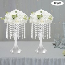 10PCS Crystal Flower Stand Flower Arrangement Stand Silver Flower Stands Set