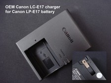 Genuine OEM LC-E17 Battery Charger with Built-In Plug for Canon LP-E17 Battery