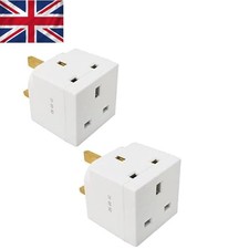 Lightweight 2-Way UK Plug Splitter - Essential Dual Socket Adapter (Set of 2)
