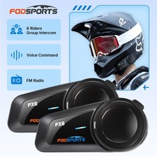 2x FX6 Helmet Intercom Motorcycle Bluetooth Headset 1000m 6 Riders Communication