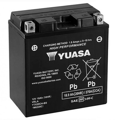Yuasa YTX20CH-BS AGM Batterie 12V 18AH CP - Einbaufertig (FTX20CH-BS ETX20CH-...