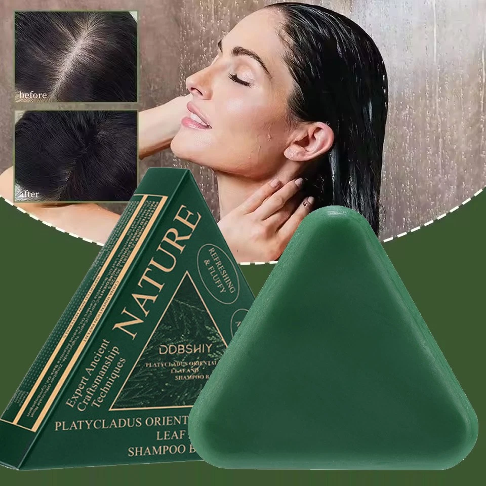 Triangle Shampoo Bar, Natural Seven Green Soap Shampoo, Usman-Grass Shampoo Bar - Image 3 of 4