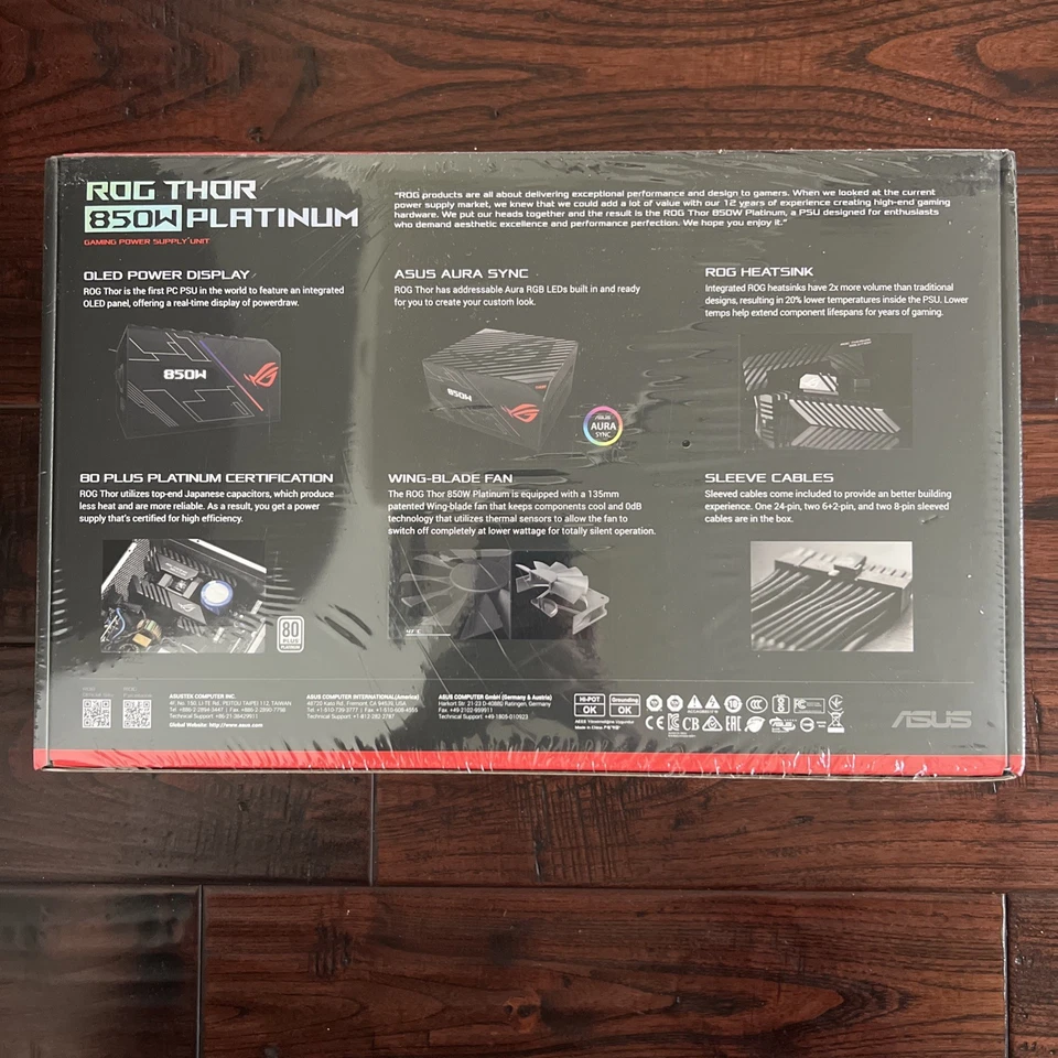 ASUS ROG Thor 850W Platinum Certified Fully-Modular RGB Power Supply New - Image 2 of 4