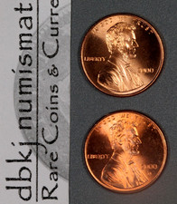 2000 (P) & D - Lincoln Memorial 1¢ Cent Penny - 2 Coins - Choice to Gem Red Unc