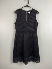 J Crew Womens Black Sleeveless Lace Overlay Illusion Stripe Dress 8 2016