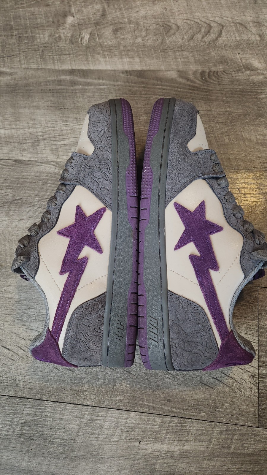 Bape Court Sta Mist Grey Royal Purple Sneakers Size 11 RARE thumbnail 8